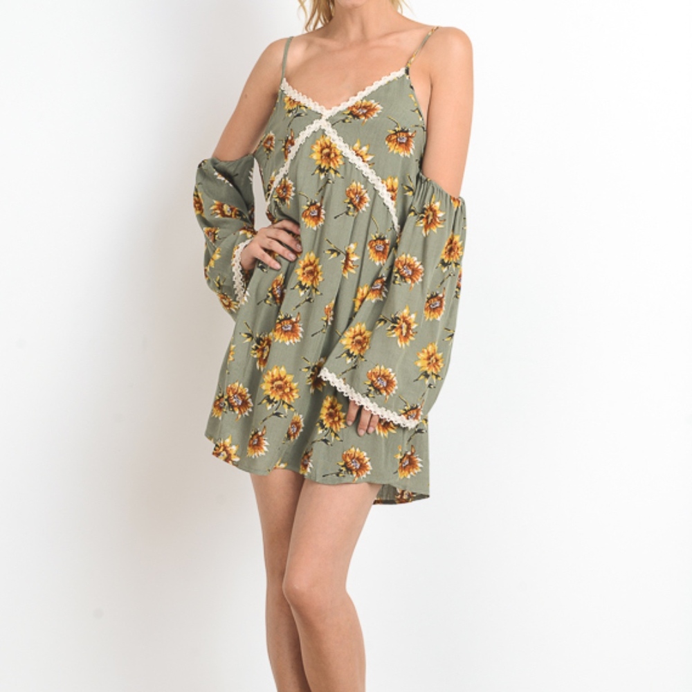 A sunflower printed  mini dress